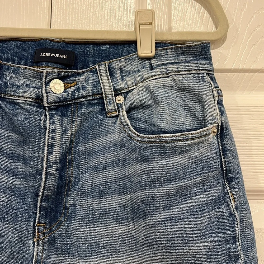 J. Crew‎ Slim Broken-in Boyfriend Patchwork Distressed Blue Denim Jeans Size 27
